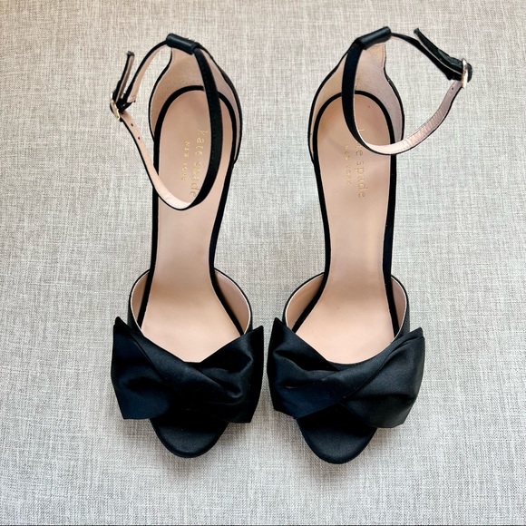 kate spade Shoes - Kate Spade Black Bridal Bow Platform Satin Sandal